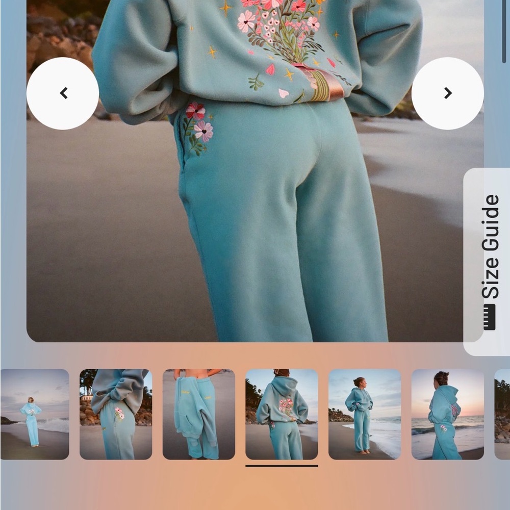 Floral Embroidered Blue sweatpants
